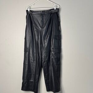 A new day - Black faux Leather Cargo Pants